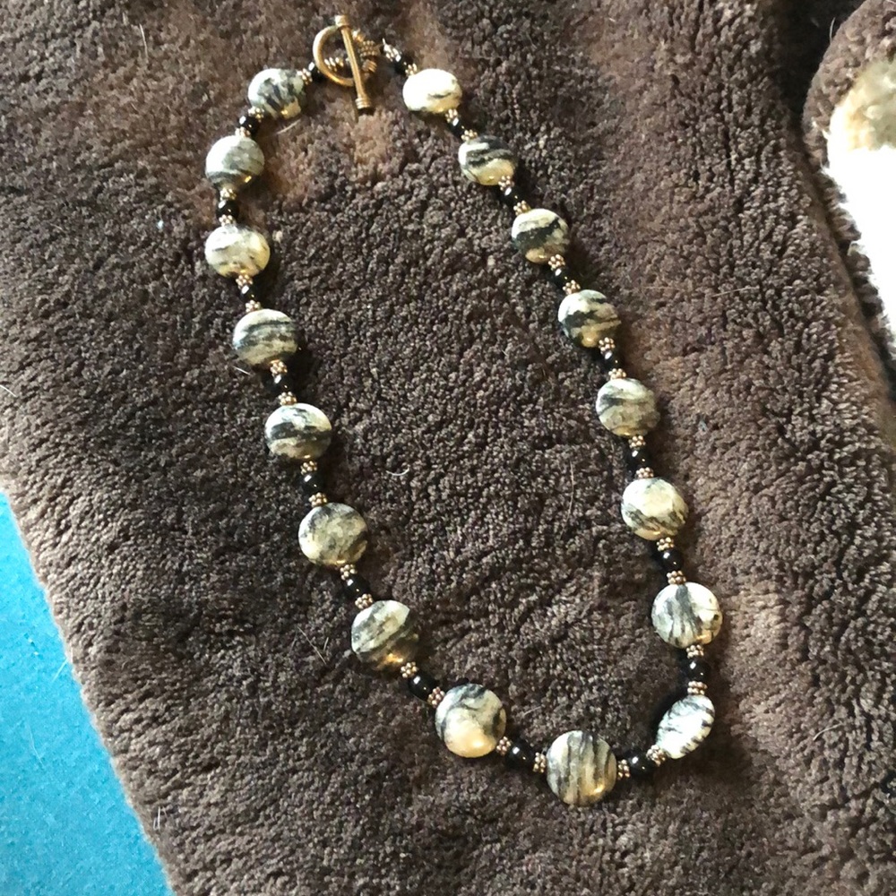 Black and gray stone necklace